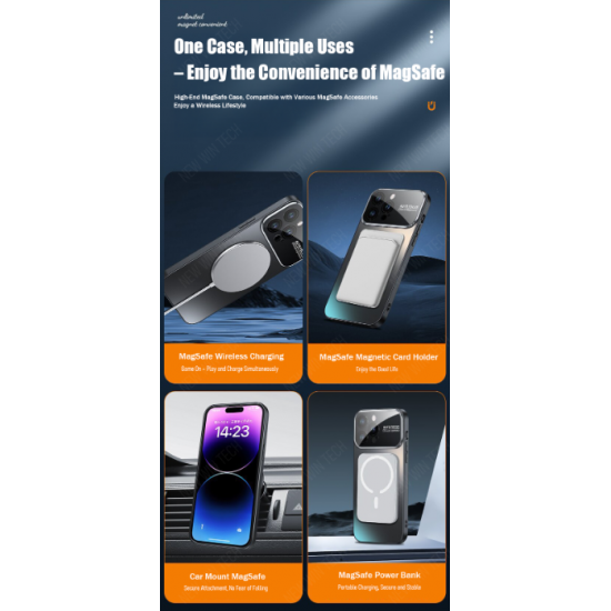 Magnetic Case for iPhone 16 Pro Max PC Material Lens Protector Supports Wireless Charging Coque Phone Cover Mobile Phone Grips