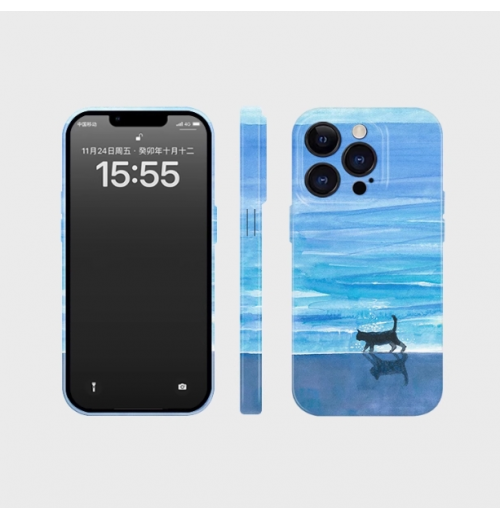 Cat on the beach mobile phone case iPhone mobile phone case anti-slip anti-fall mobile phone case Cat on the beach mobile phone case iPhone mobile phone case anti-slip anti-fall mobile phone case