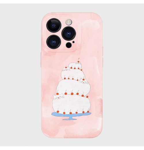 Cake cute cat iPhone case Anti-slip and anti-fall mobile phone case Cake cute cat iPhone case Anti-slip and anti-fall mobile phone case