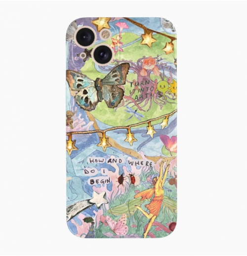 Butterfly Graffiti Niche iPhone Case Non-slip and Anti-fall Phone Case Butterfly Graffiti Niche iPhone Case Non-slip and Anti-fall Phone Case
