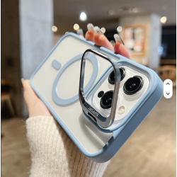 Wholesale Transparent Magnetic Phone Case With Stand with Lens Film Cell Phone TPU PC Case for Apple iPhone 16 ProMax