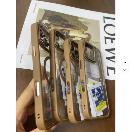 Wholesale Transparent Magnetic Phone Case With Stand with Lens Film Cell Phone TPU PC Case for Apple iPhone 16 ProMax