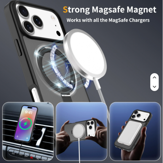 For iPhone 17 Pro Max Cell Phone Case with Magnetic Racket Stand Shockproof Matte Soft iPhone Series Mobile Phone Cases